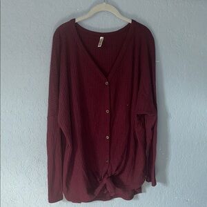 Elegant Burgundy Button Down Women's Top